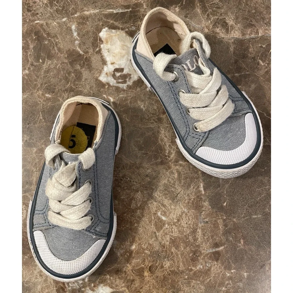 Polo Ralph Lauren Toddler Kid Baby Blue Denim Pink Sneakers Shoes Laces‎ Size 5